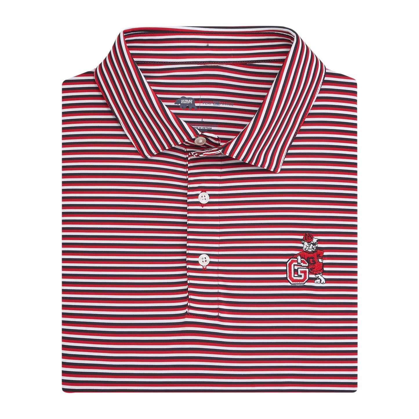 Onward Reserve UGA G Dog Tri Stripe Performance Polo - Red