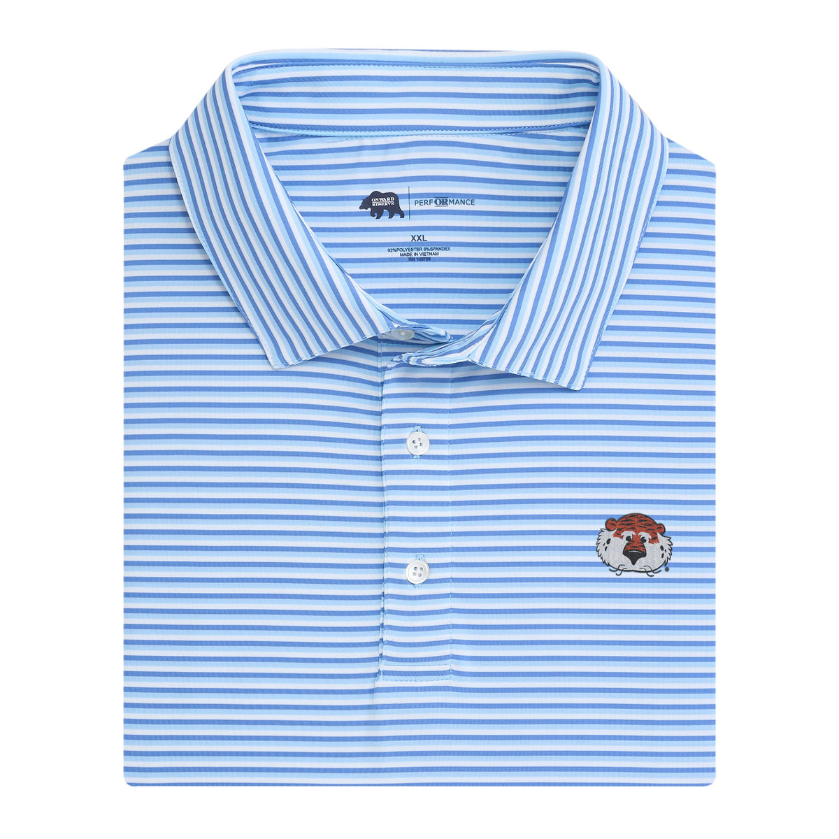 Onward Reserve Auburn Aubie Tri Stripe Performance Polo