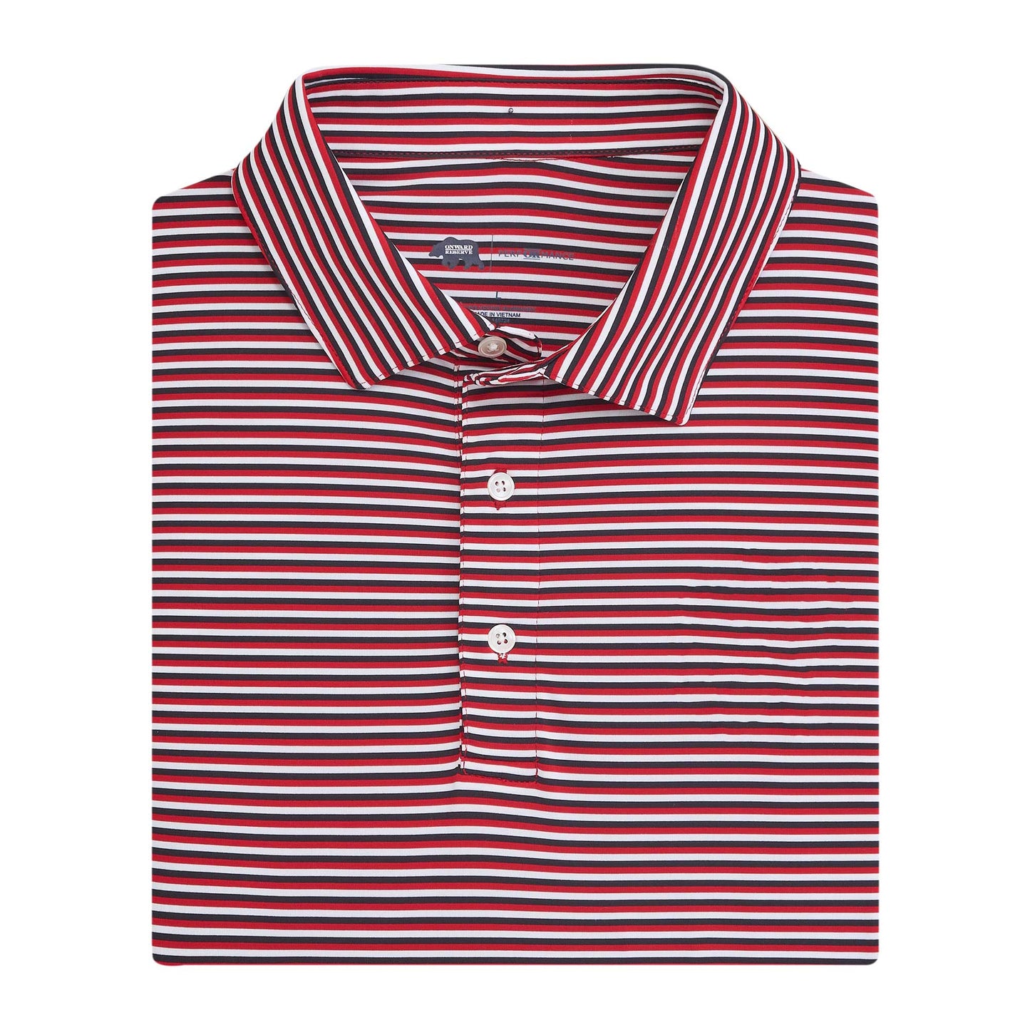 Onward Reserve Tri Stripe Performance Polo - Red
