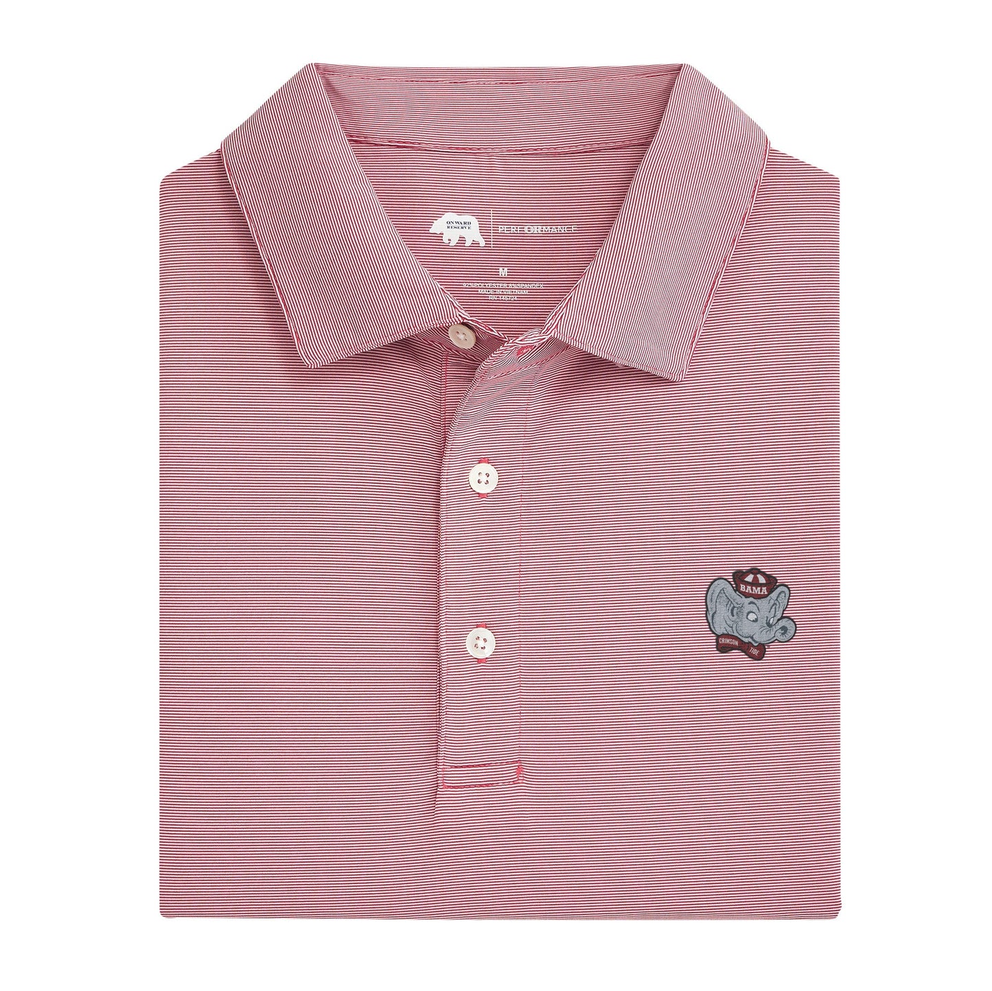 Onward Reserve Alabama Big Al Hairline Stripe Performance Polo