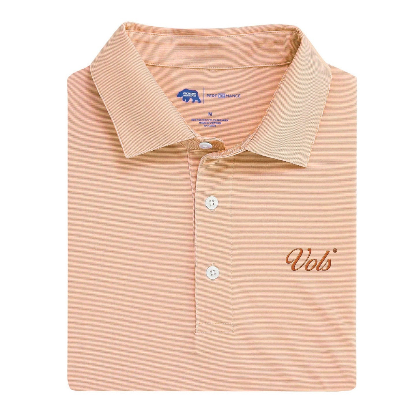 Onward Reserve Tennessee Vols Vintage Script Hairline Stripe Performance Polo