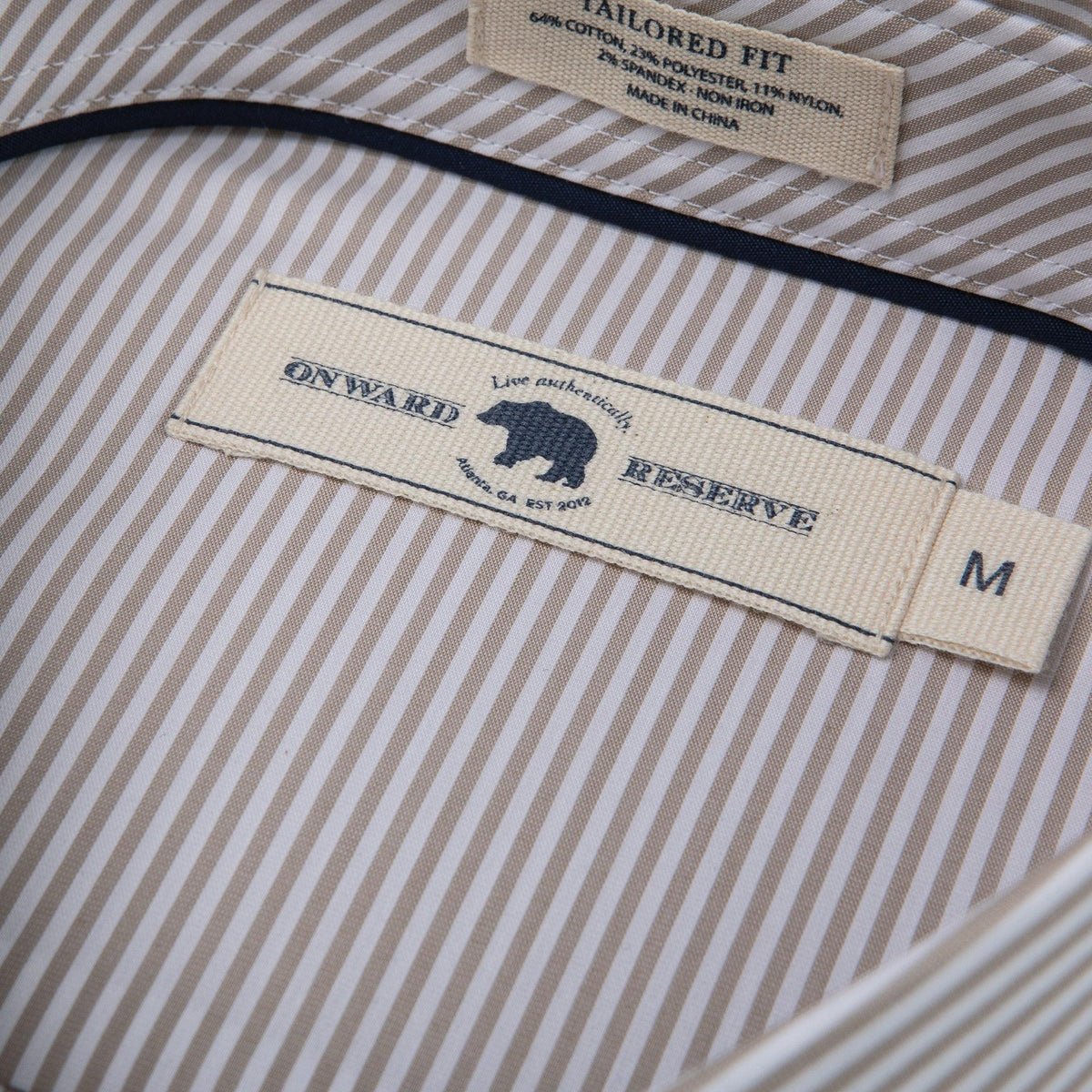 Onward Reserve Dune/White Stripe Tailored Fit Spread Collar Shirt