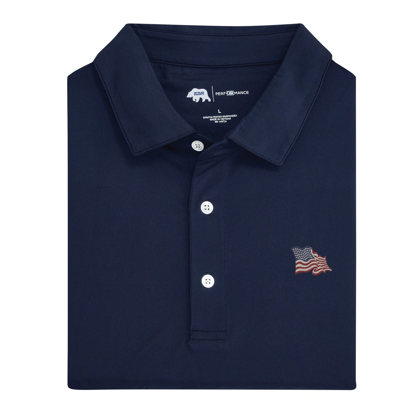 Onward Reserve Vintage Flag Solid Performance Polo - Classic Navy