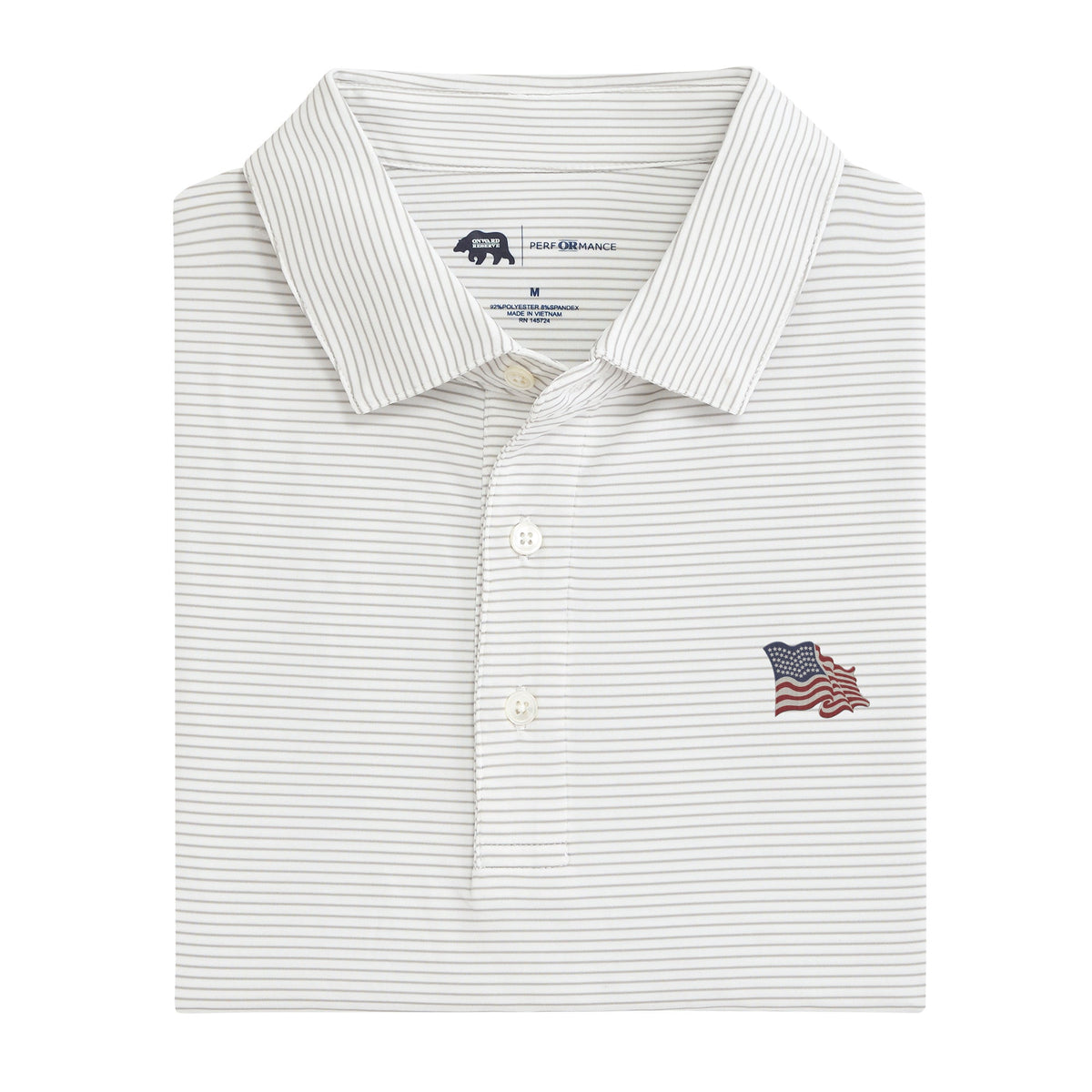 Onward Reserve Vintage Flag Birdie Stripe Performance Polo - Mirage Grey