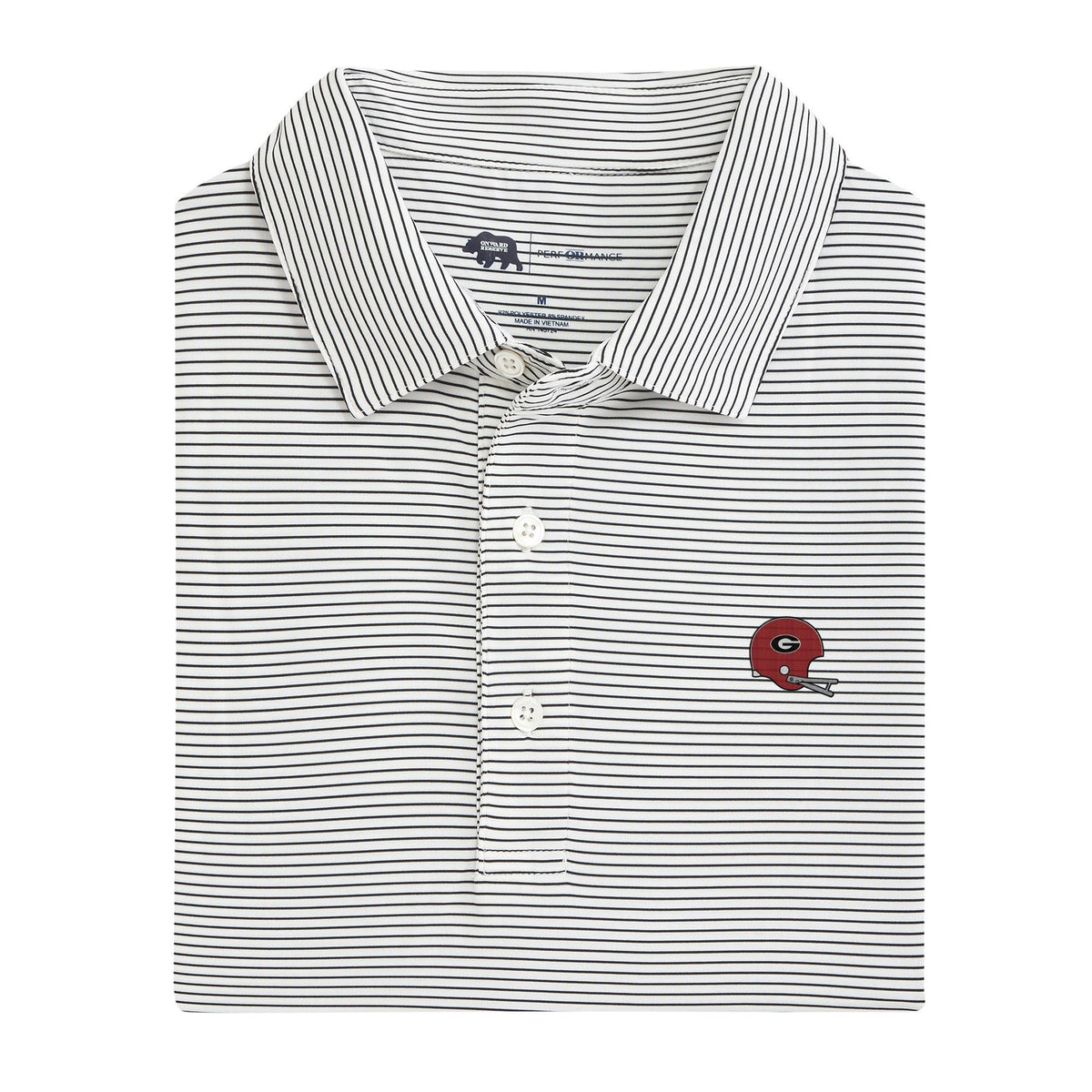 Onward Reserve UGA Vintage Helmet Birdie Stripe Performance Polo - Black