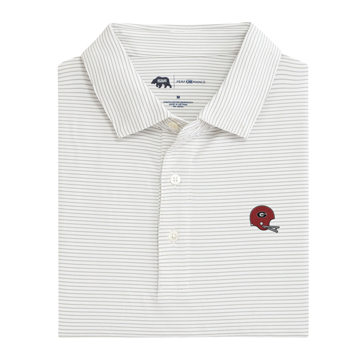 Onward Reserve UGA Vintage Helmet Birdie Stripe Performance Polo - Mirage Grey