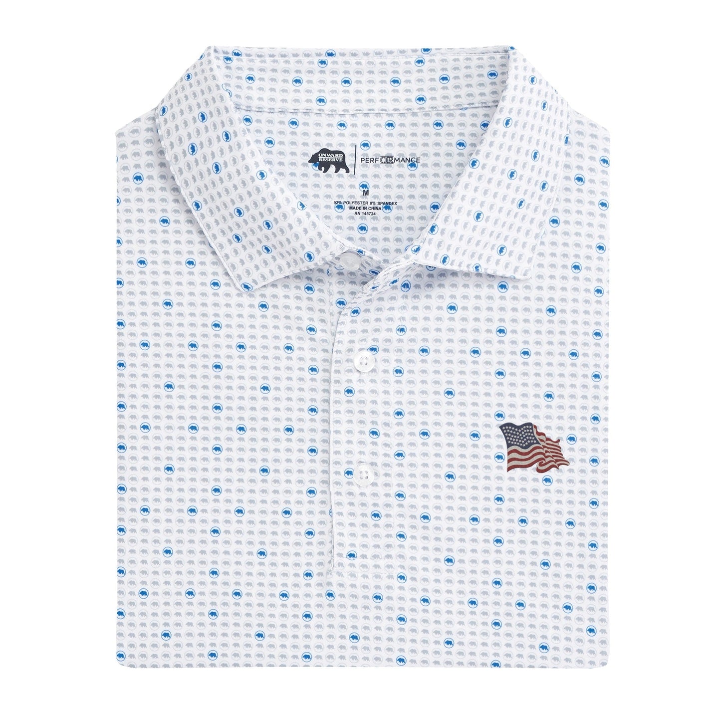 Onward Reserve Vintage Flag Tour Printed Performance Polo - Sport Blue