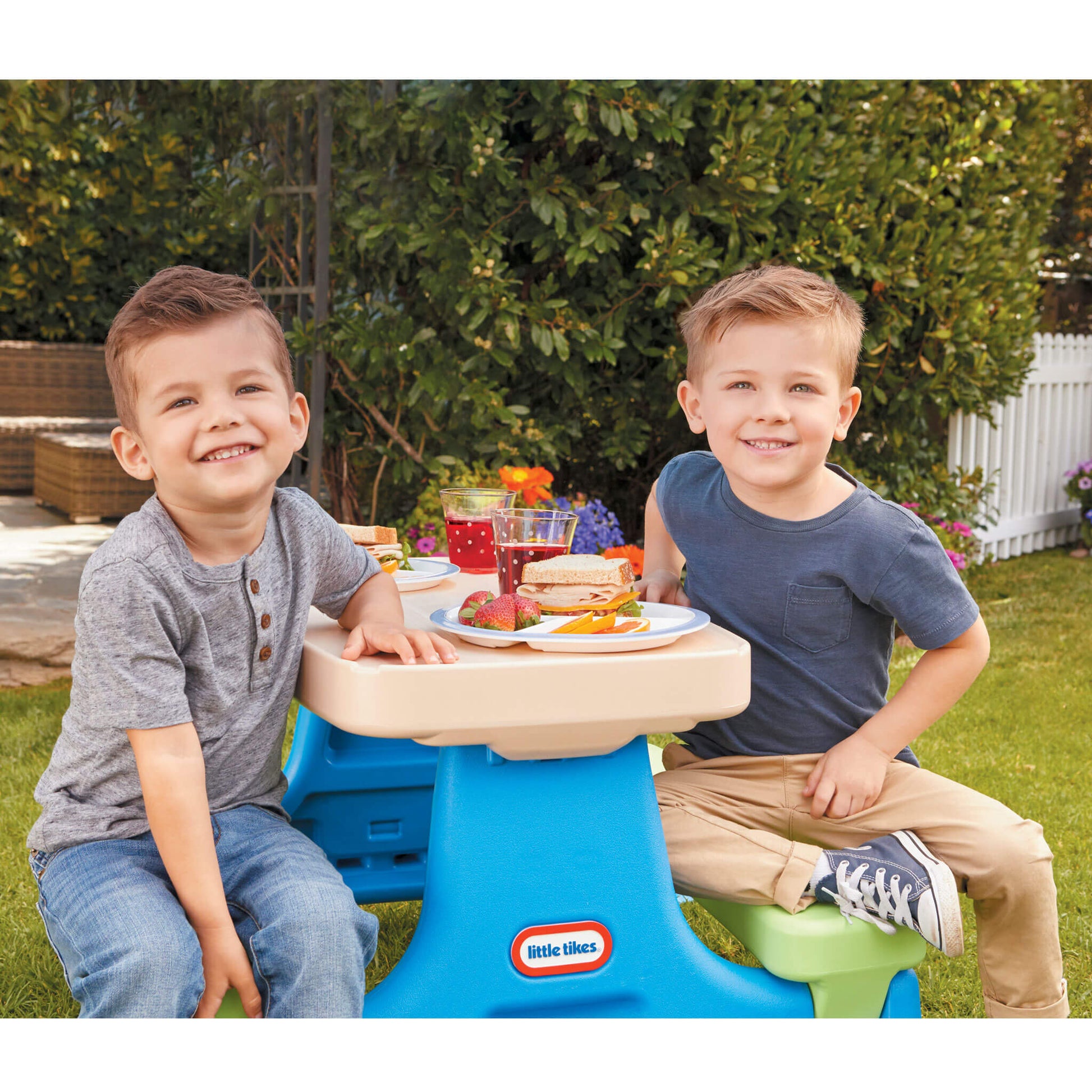 Little Tikes Easy Store Jr. Play Table with Umbrella - Blue/Green Online