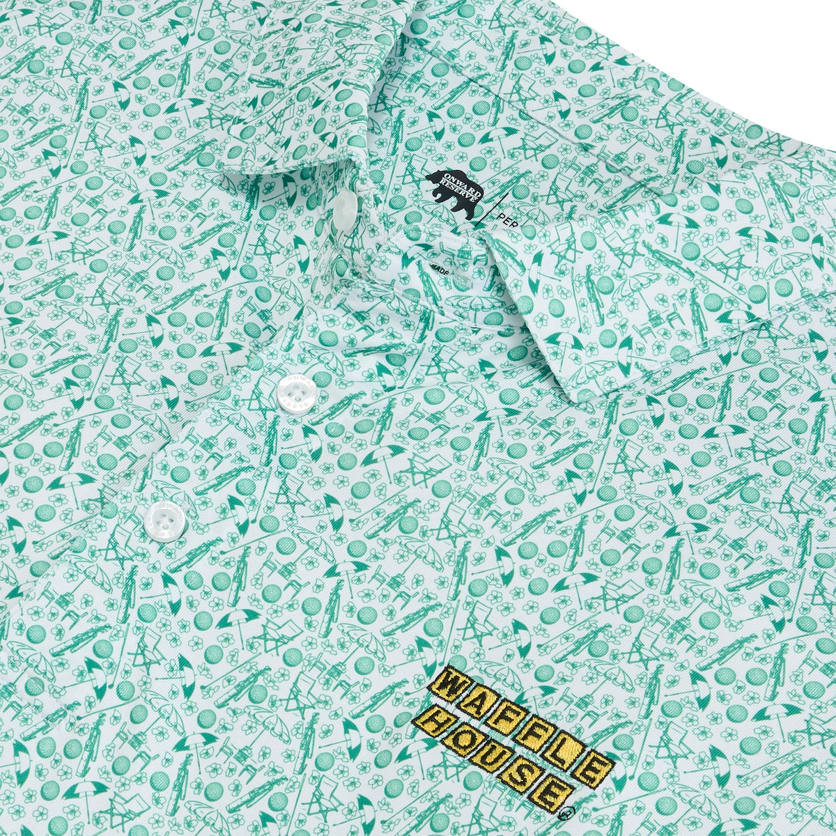 Onward Reserve Waffle House Golf Legend Printed Performance Polo - White