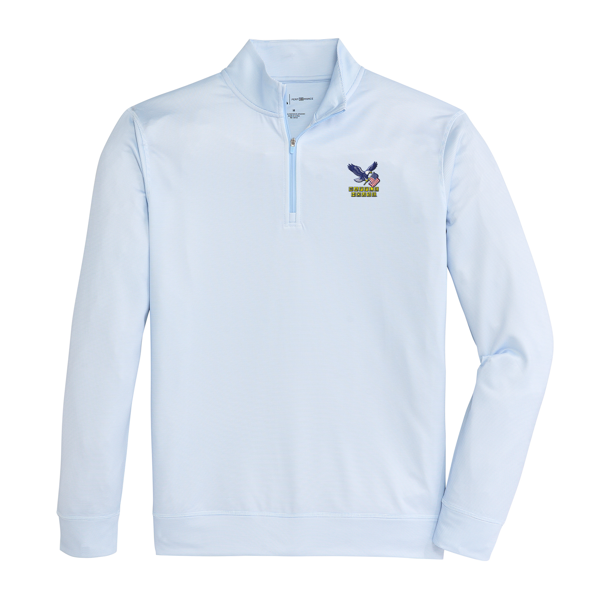 Onward Reserve Waffle House USA Hairline Stripe Printed Performance 1/4 Zip - Sky