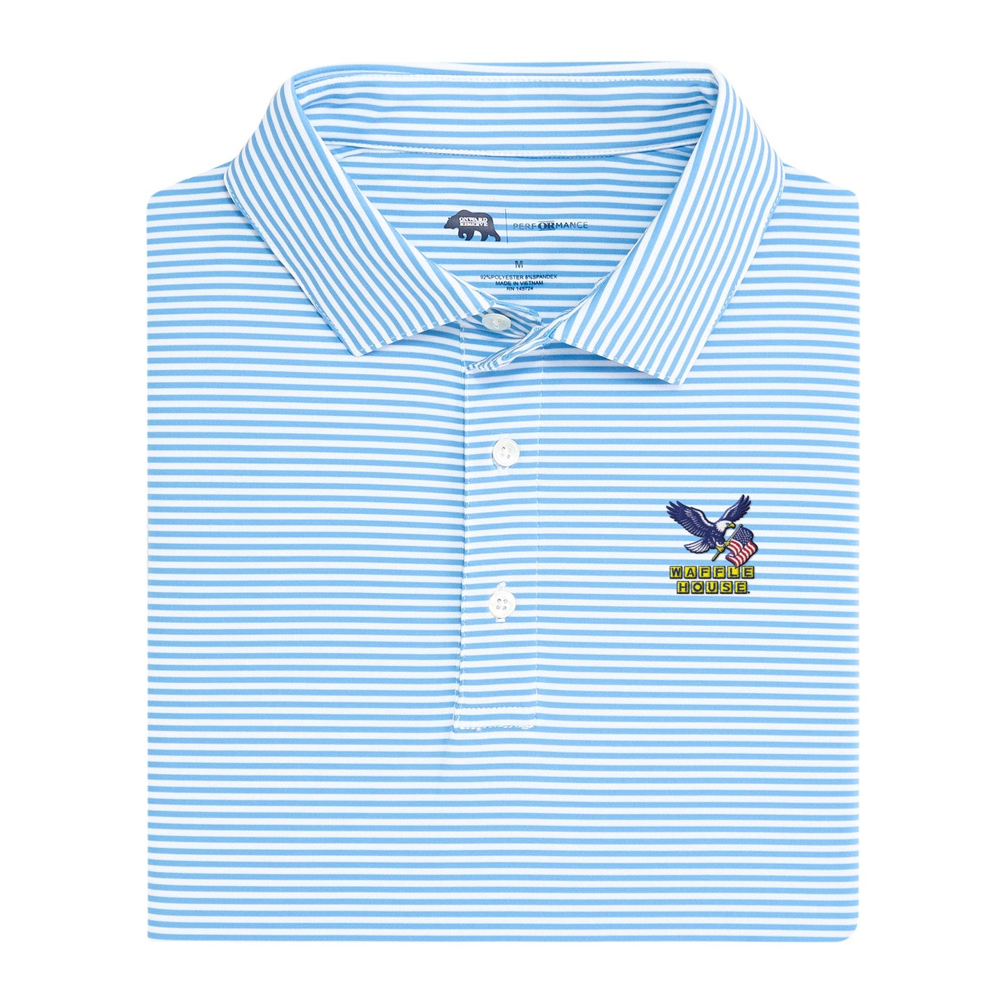 Onward Reserve Waffle House USA Echo Stripe Performance Polo - Sky