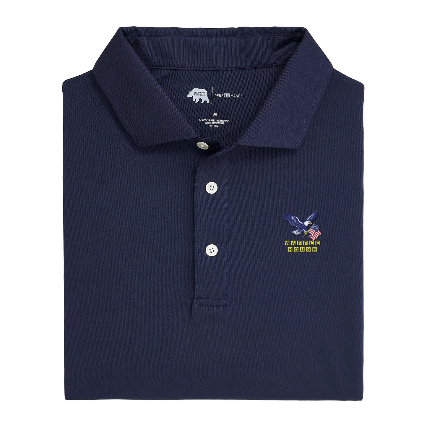 Onward Reserve Waffle House USA Solid Performance Polo - Classic Navy