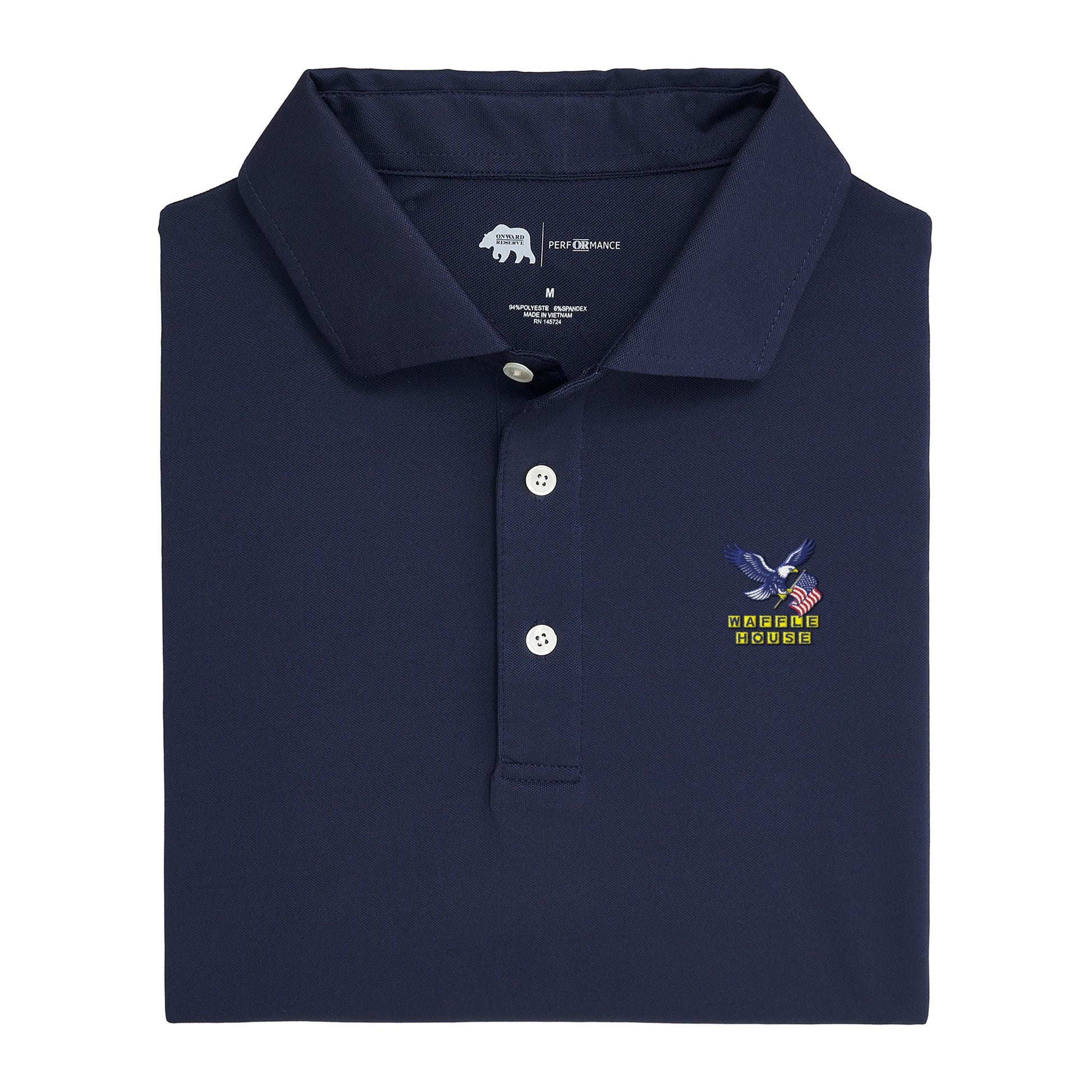 Onward Reserve Waffle House USA Solid Performance Polo - Classic Navy