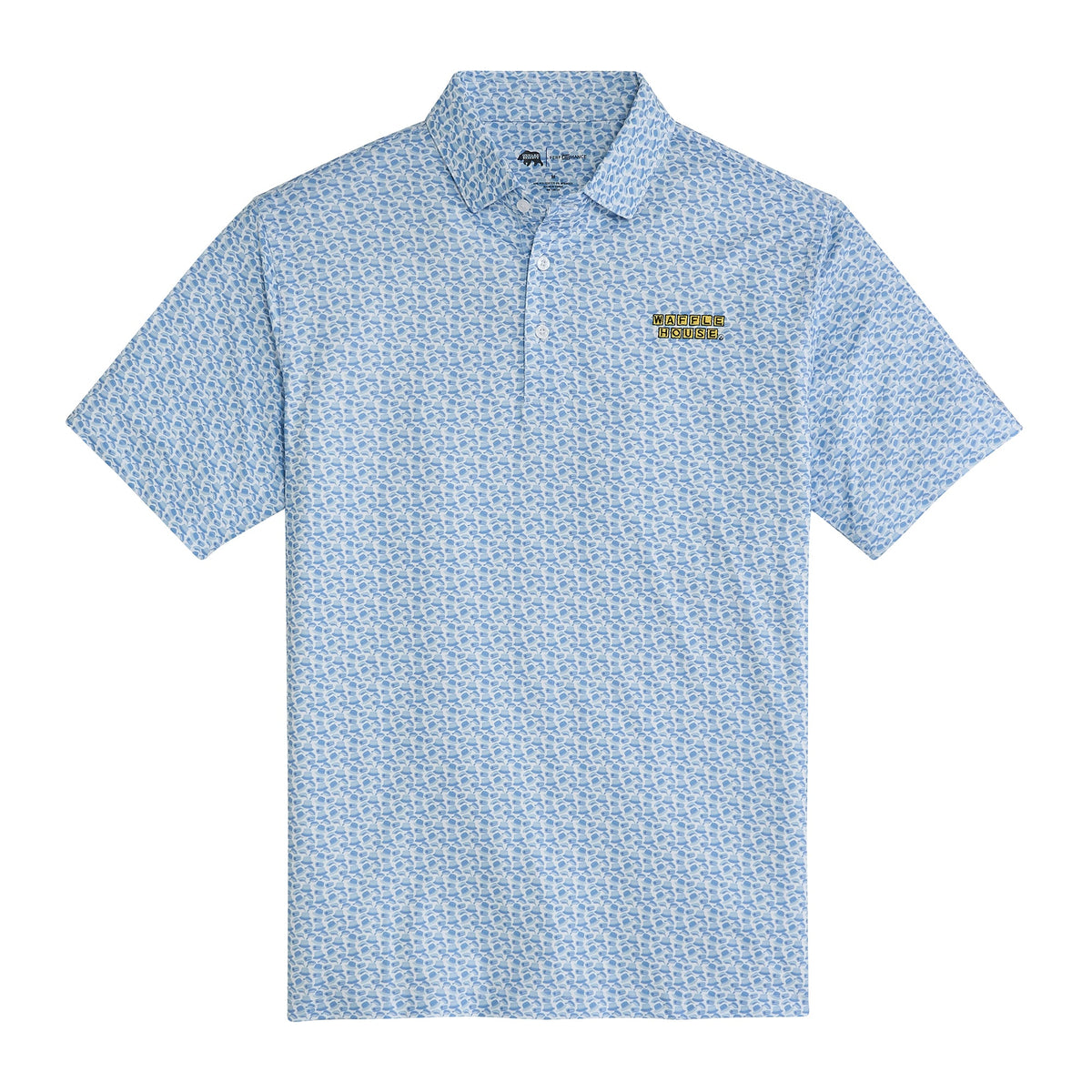 Onward Reserve Waffle House Hat Trick Printed Performance Polo - Sky