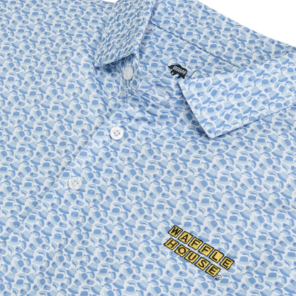 Onward Reserve Waffle House Hat Trick Printed Performance Polo - Sky