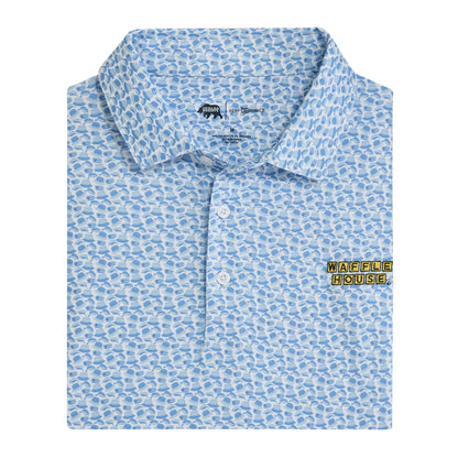 Onward Reserve Waffle House Hat Trick Printed Performance Polo - Sky