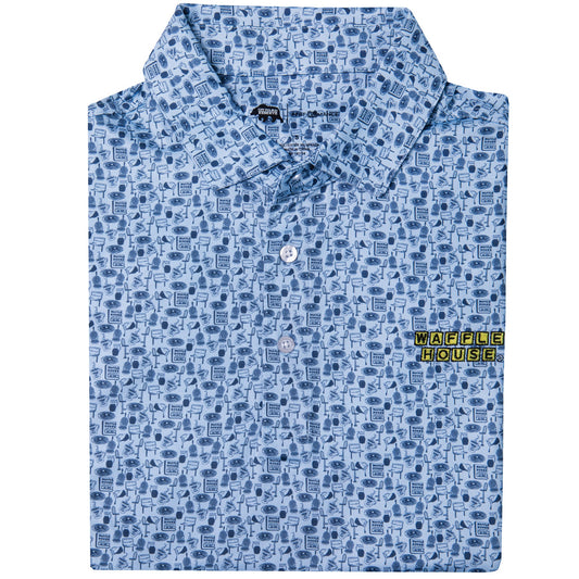 Onward Reserve Waffle House Diner Printed Performance Polo - Sky
