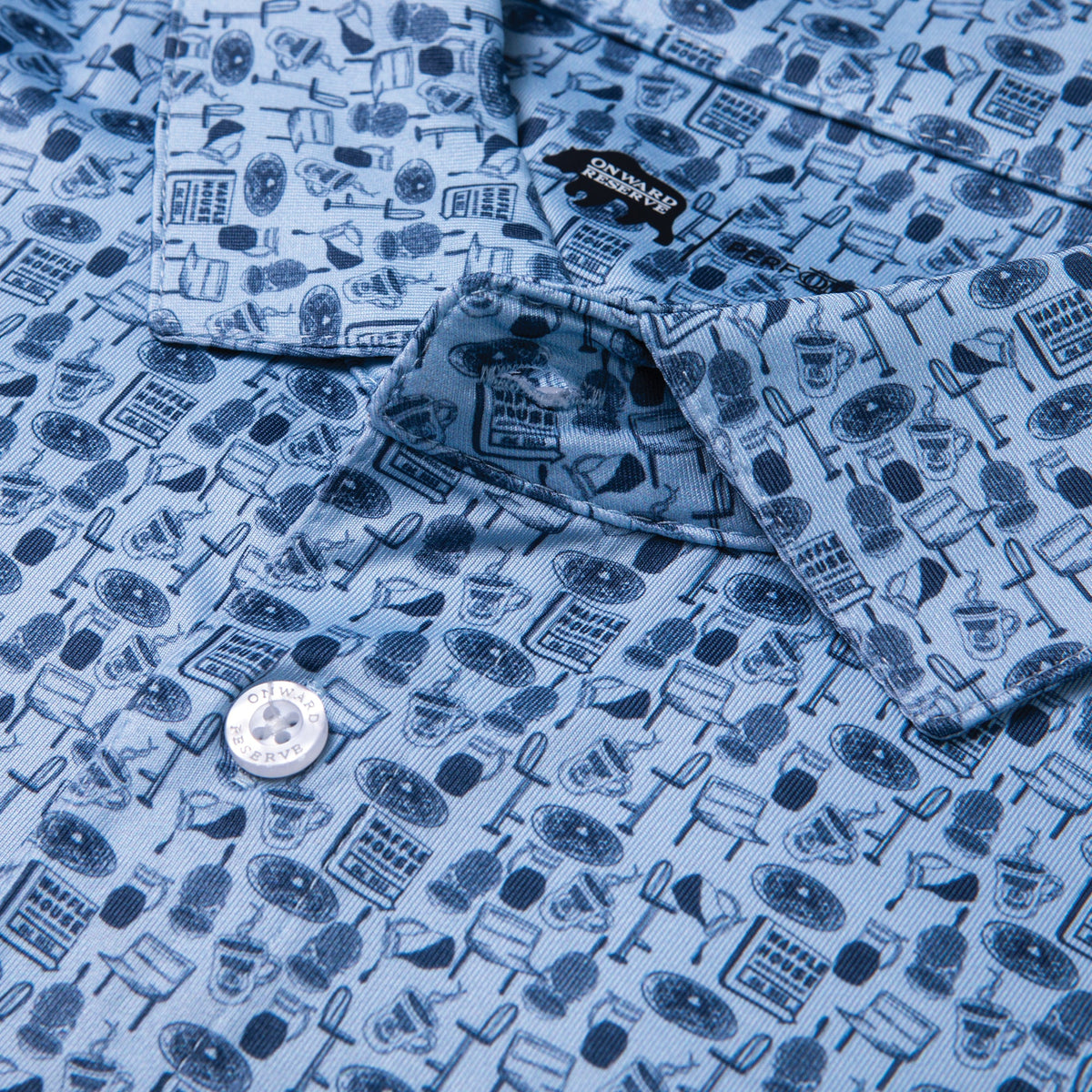 Onward Reserve Waffle House Diner Printed Performance Polo - Sky