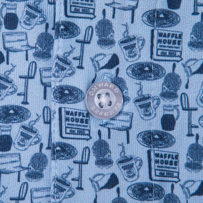 Onward Reserve Waffle House Diner Printed Performance Polo - Sky