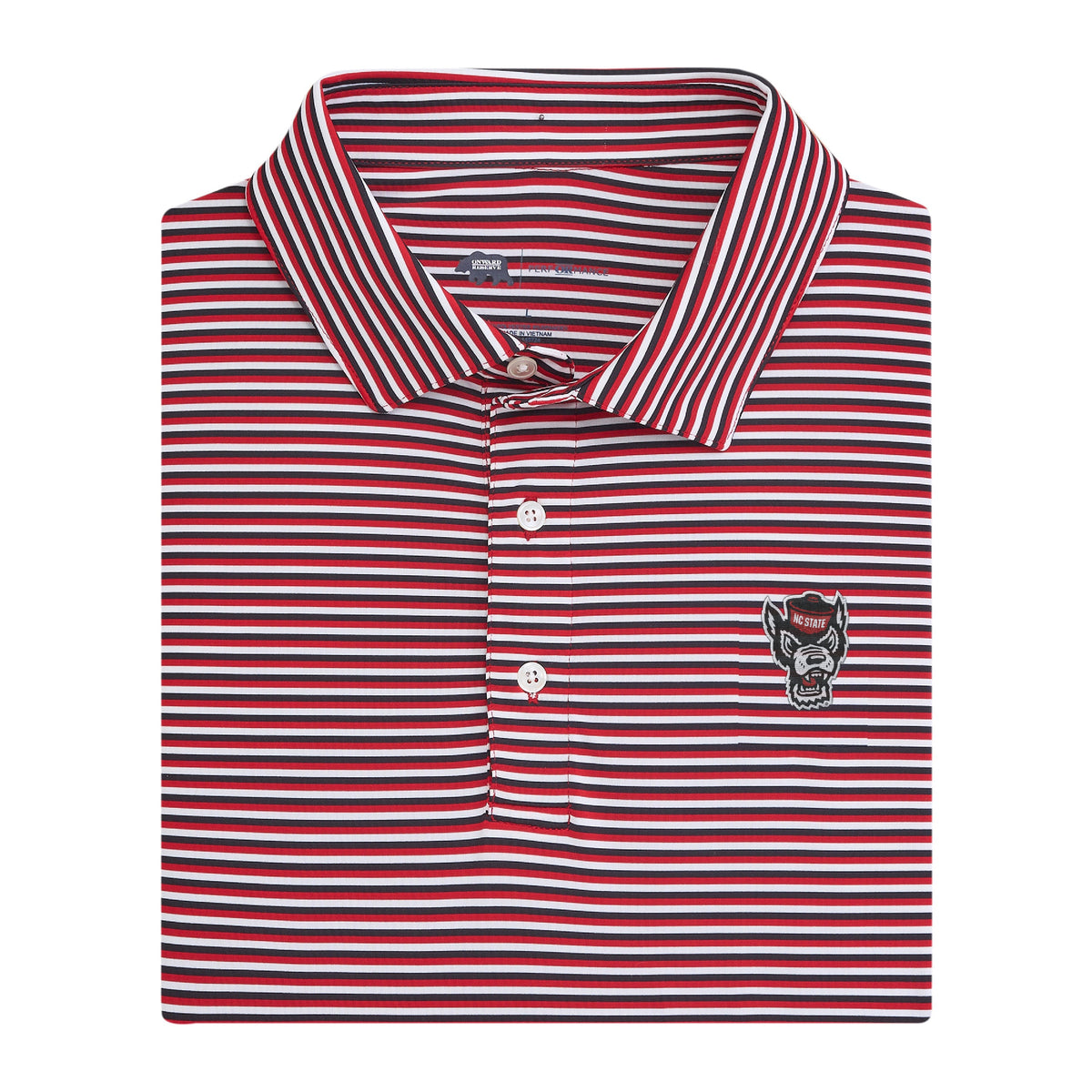 Onward Reserve NC State Tuffy Head Tri Stripe Performance Polo
