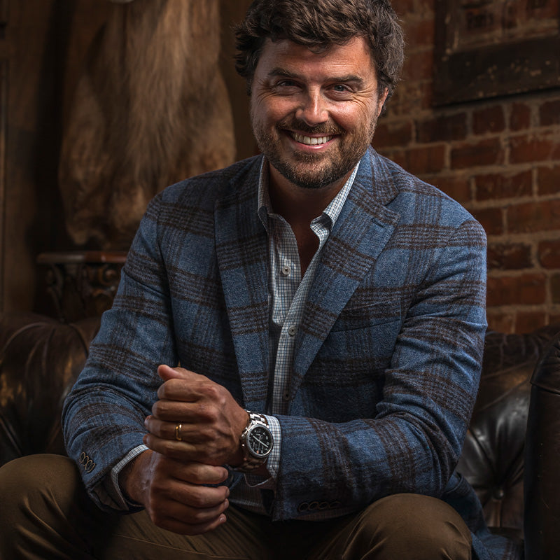 Onward Reserve Baby Alpaca Blue Fog Plaid Sport Coat