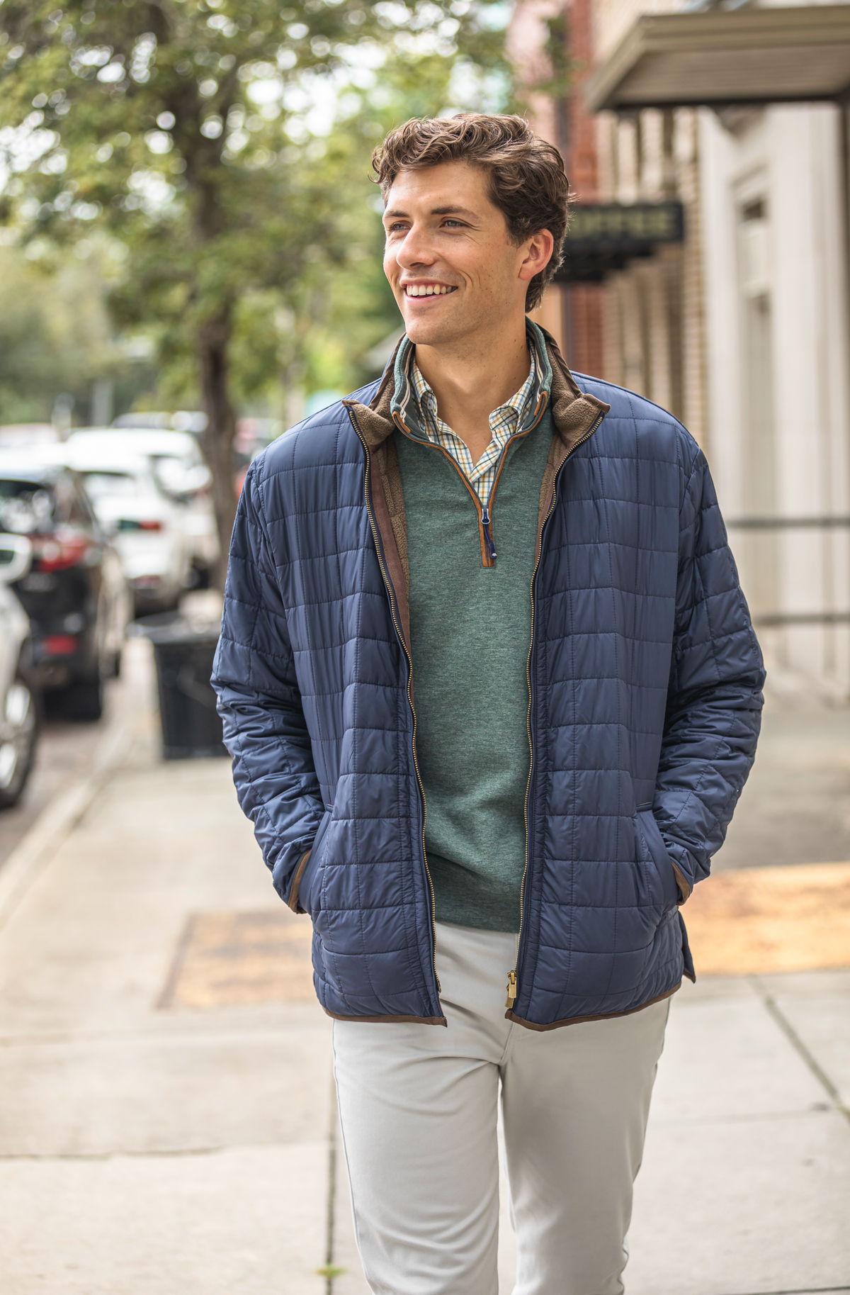 Onward Reserve Grid Quilted Jacket - Classic Navy