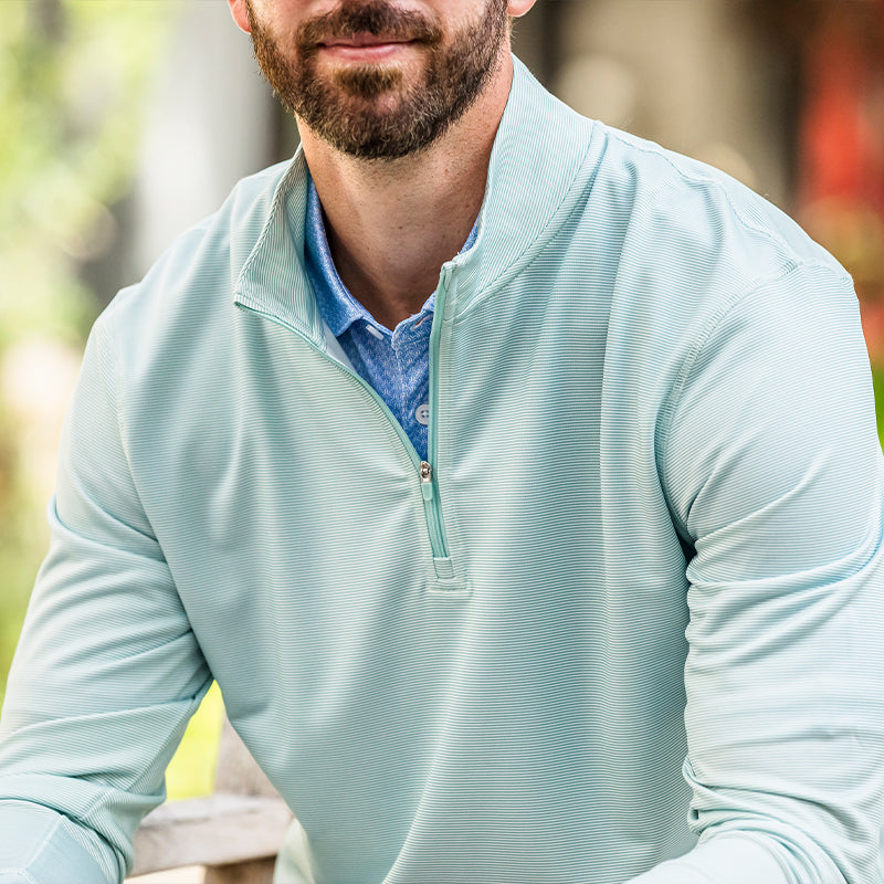 Onward Reserve Hairline Stripe Printed Performance 1/4 Zip - Aquifer