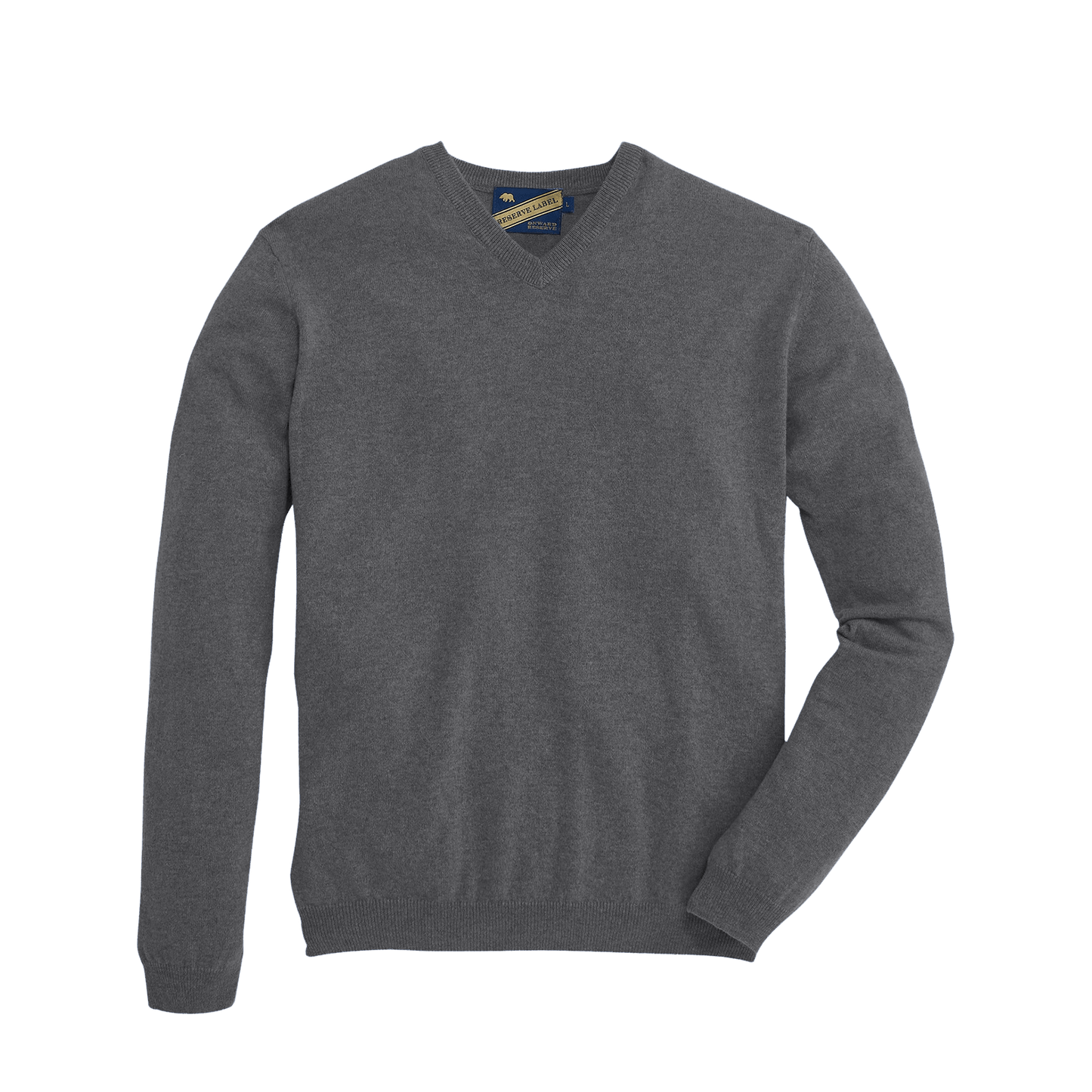 Onward Reserve James V-Neck Cashmere Sweater - Heather Charcoal Grey