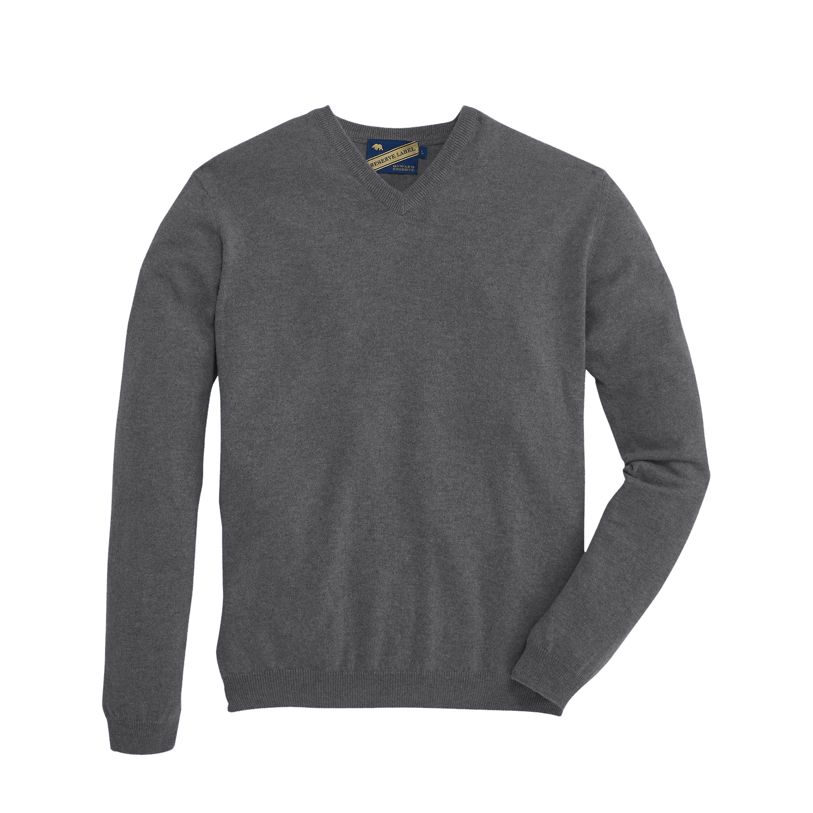 Onward Reserve James V-Neck Cashmere Sweater - Heather Charcoal Grey