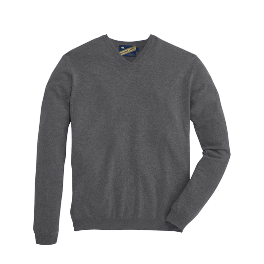 Onward Reserve James V-Neck Cashmere Sweater - Heather Charcoal Grey