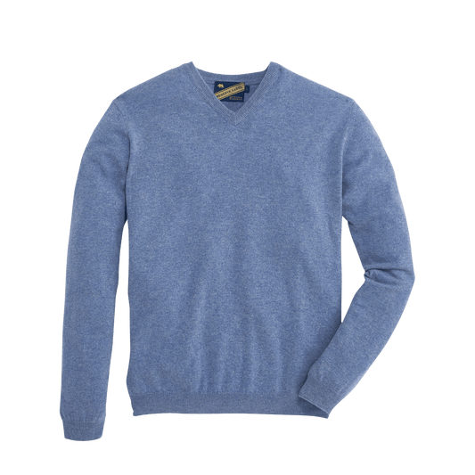 Onward Reserve James V-Neck Cashmere Sweater - Heather Vintage Indigo