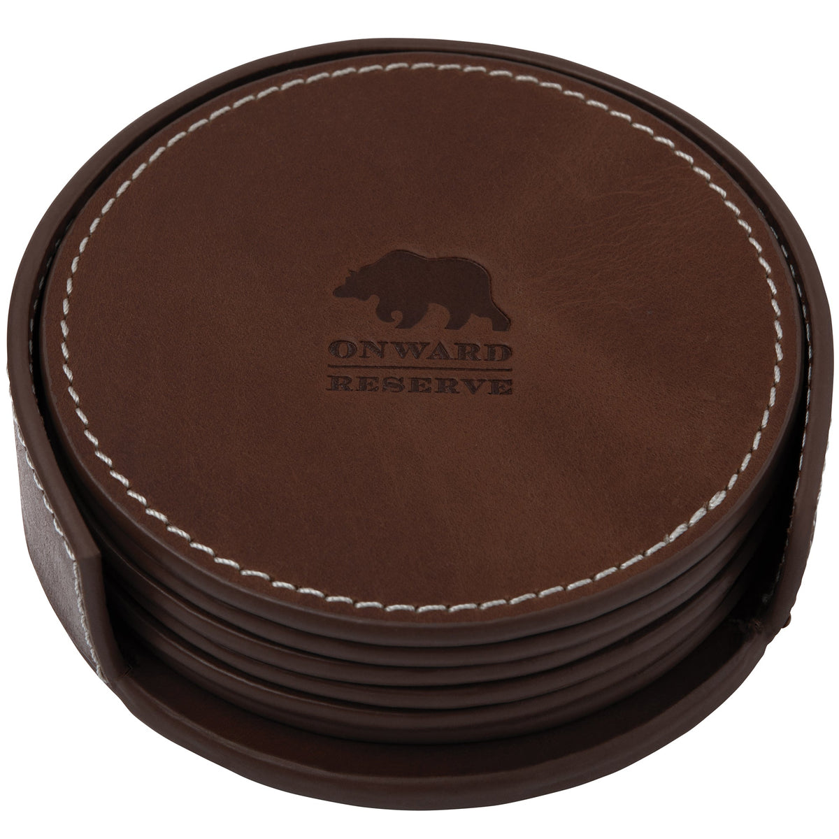Onward Reserve Leather Coaster Set - Tobacco