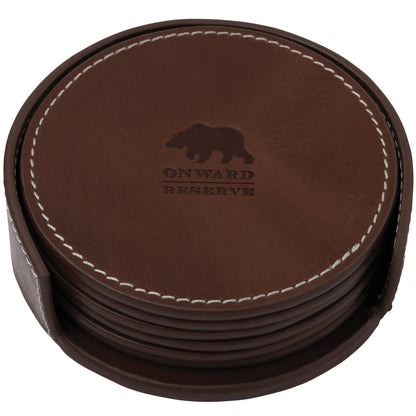 Onward Reserve Leather Coaster Set - Tobacco