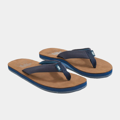 Onward Reserve Leather Flip Flop with Navy Nylon Straps