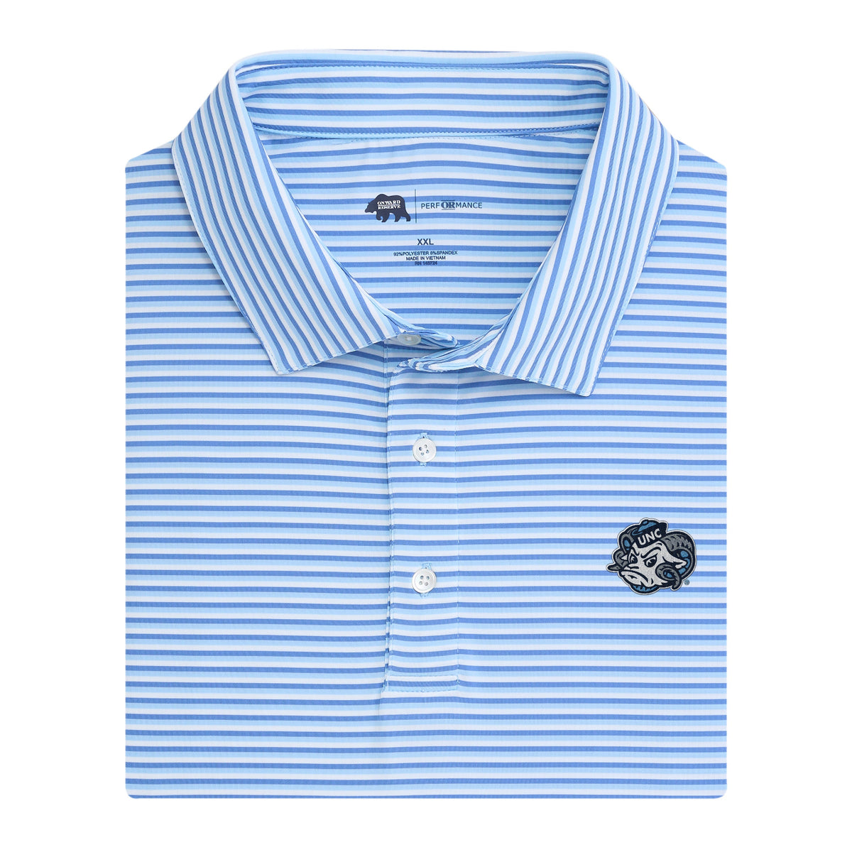 Onward Reserve UNC Ram Head Tri Stripe Performance Polo