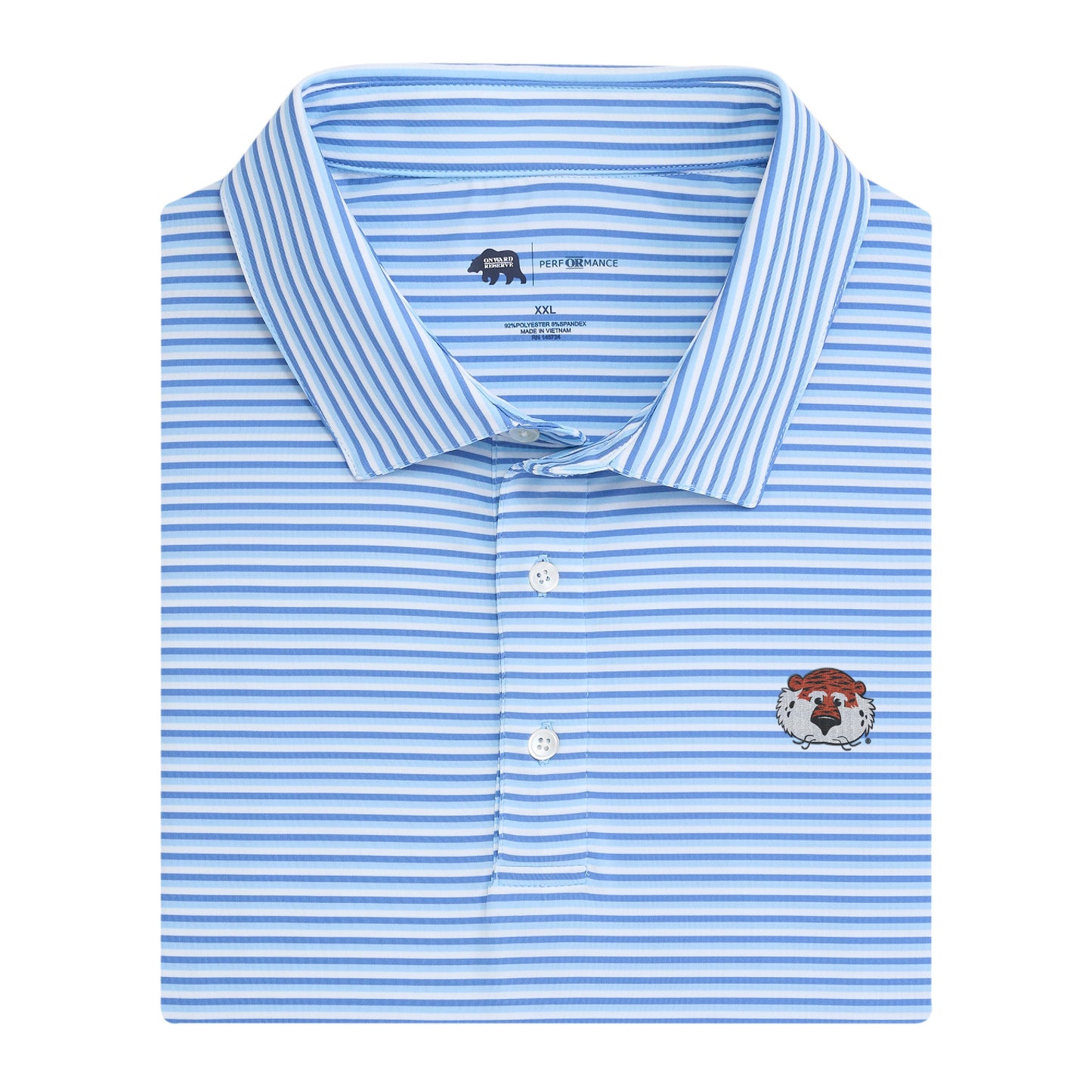 Onward Reserve Auburn Aubie Tri Stripe Performance Polo