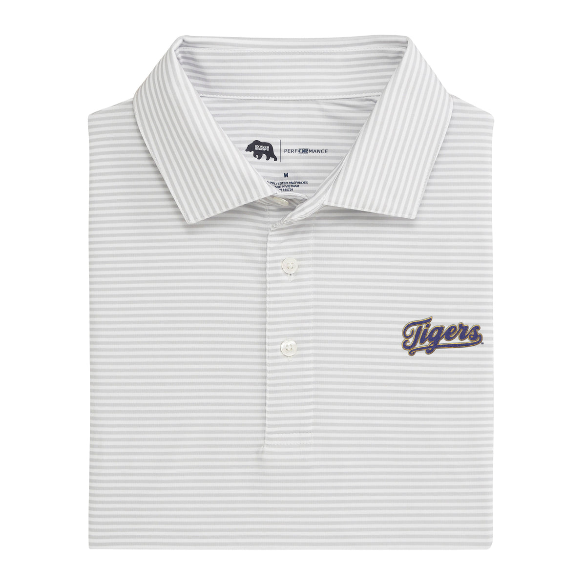 Onward Reserve LSU Tigers Vintage Script Echo Stripe Performance Polo