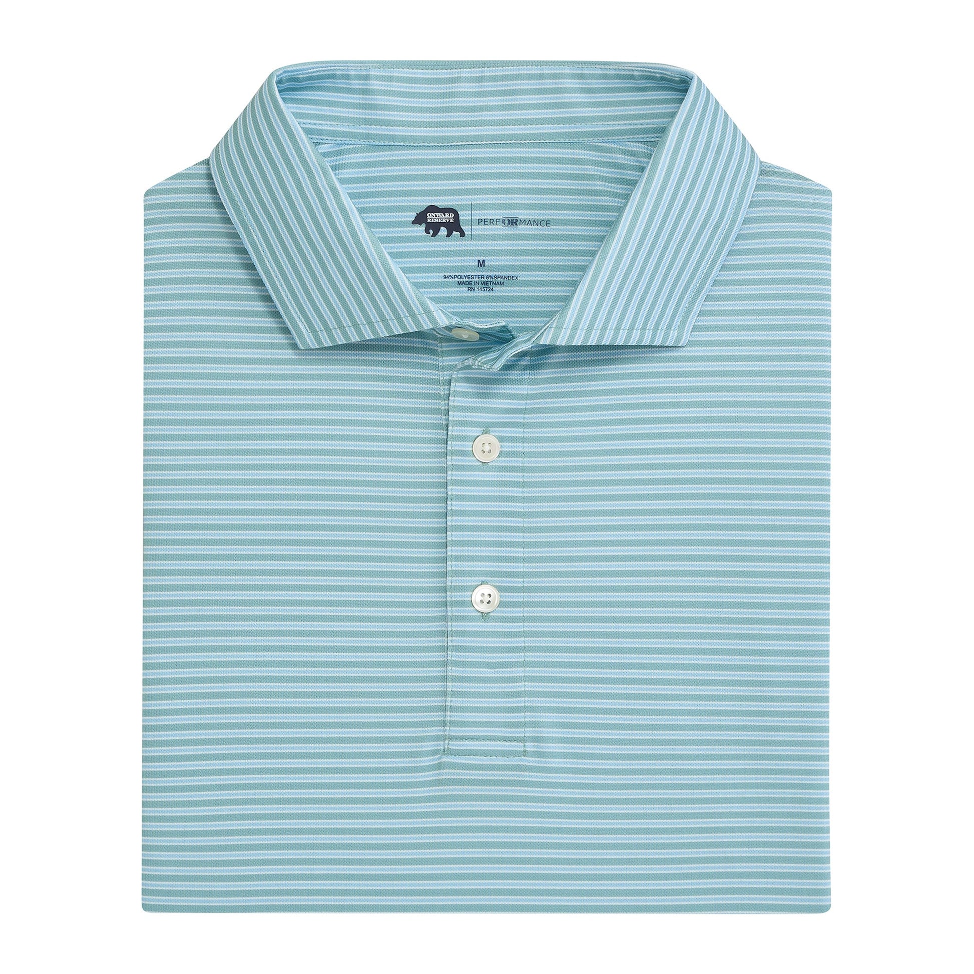 Onward Reserve Trophy Stripe Performance Pique Polo - Aquifer
