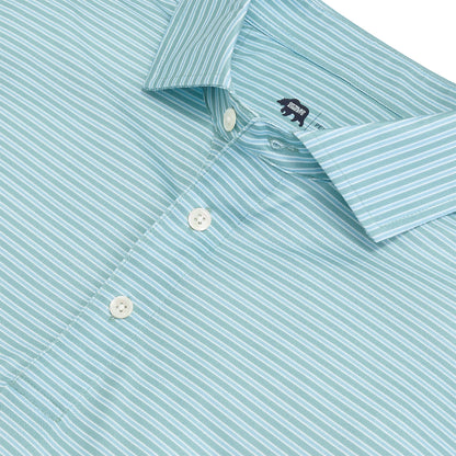 Onward Reserve Trophy Stripe Performance Pique Polo - Aquifer