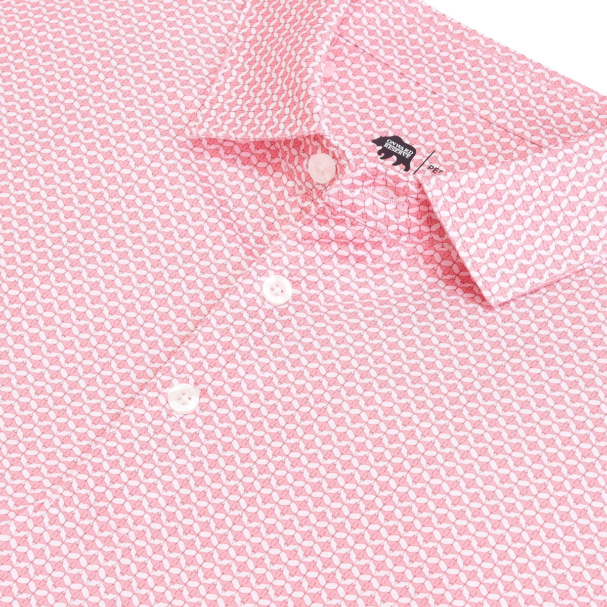 Onward Reserve Barb Printed Performance Polo - Sea Pink