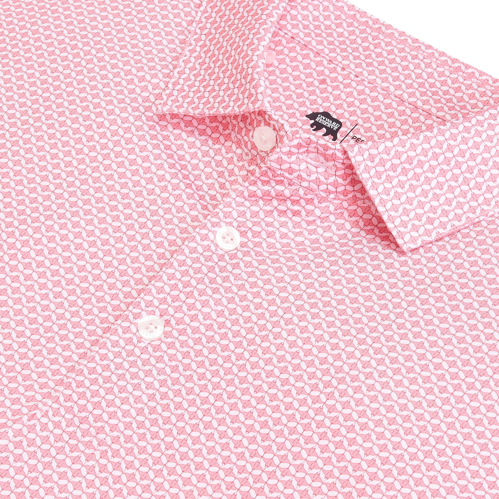 Onward Reserve Barb Printed Performance Polo - Sea Pink