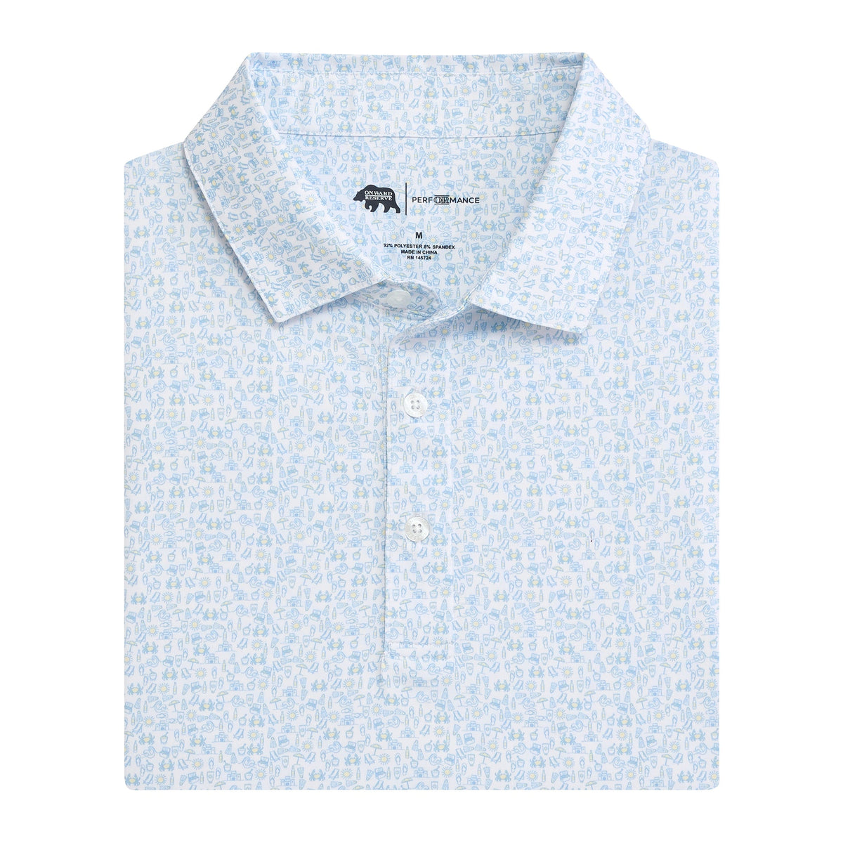 Onward Reserve Beachcomber Printed Performance Polo - Azurine