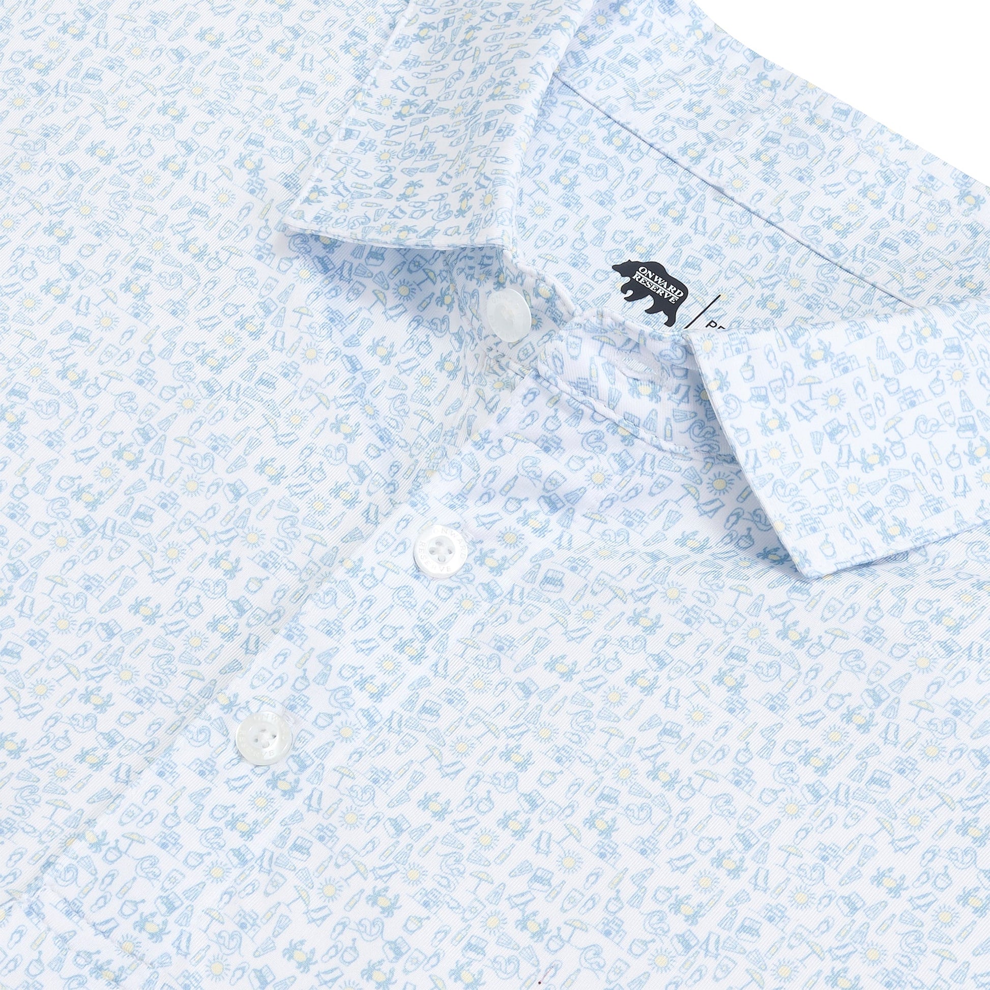 Onward Reserve Beachcomber Printed Performance Polo - Azurine
