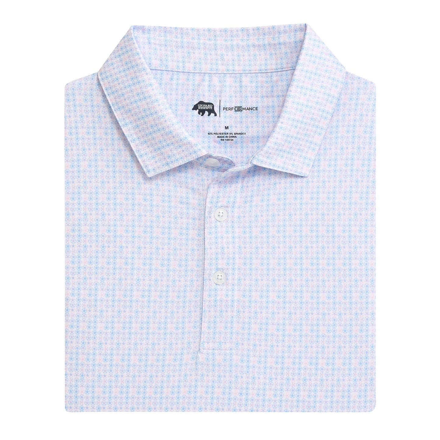 Onward Reserve Shelling Out Printed Performance Polo - Sea Pink