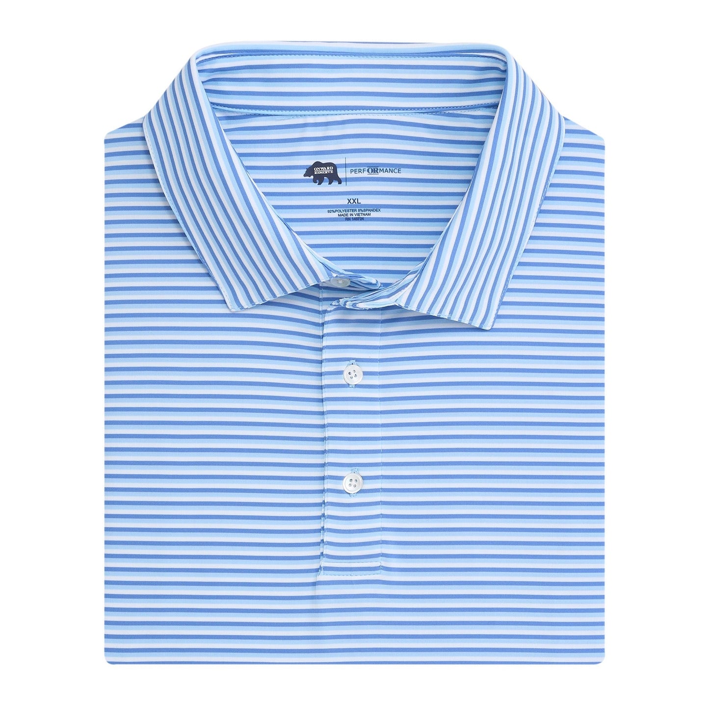 Onward Reserve Tri Stripe Performance Polo - Blue Horizon