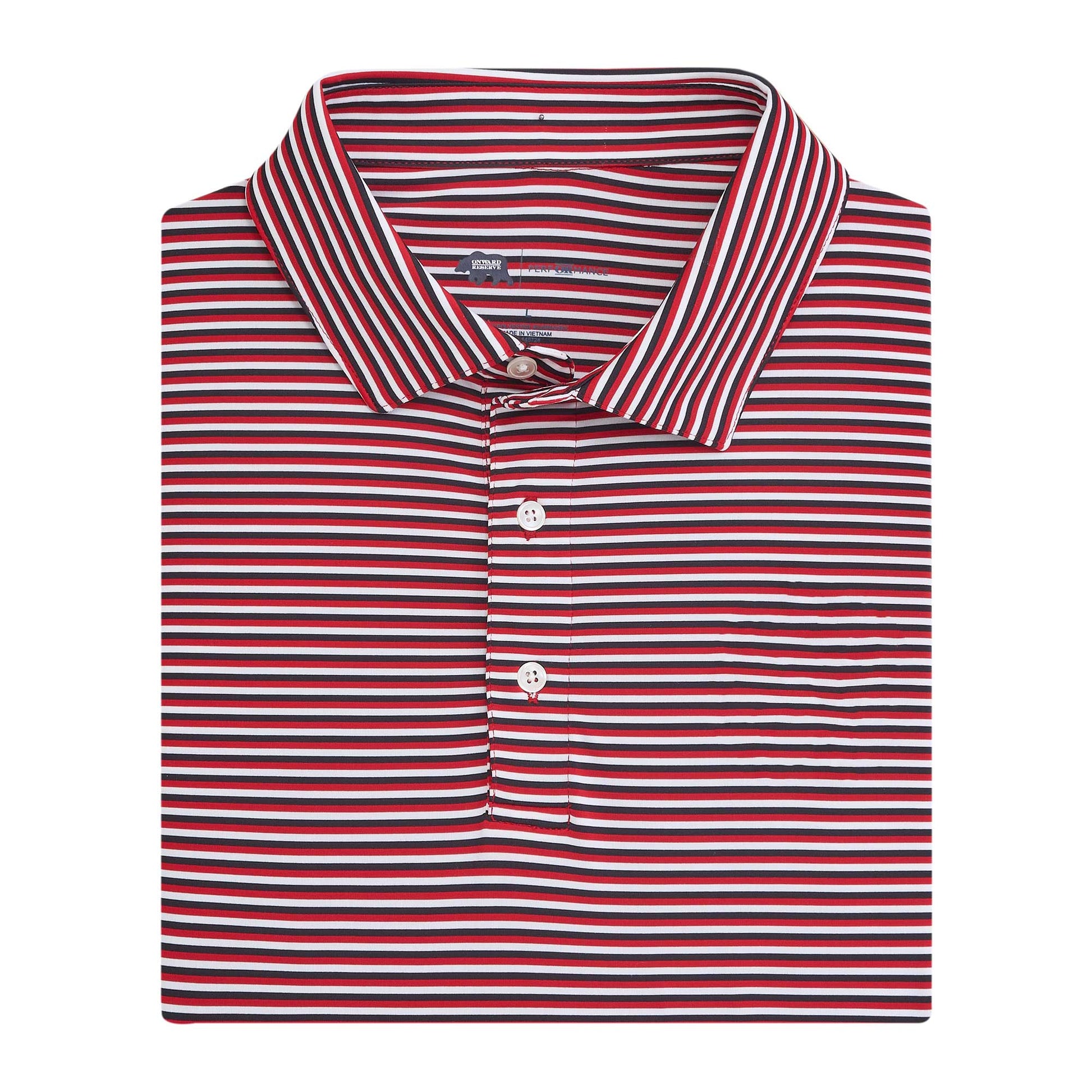 Onward Reserve Tri Stripe Performance Polo - Red