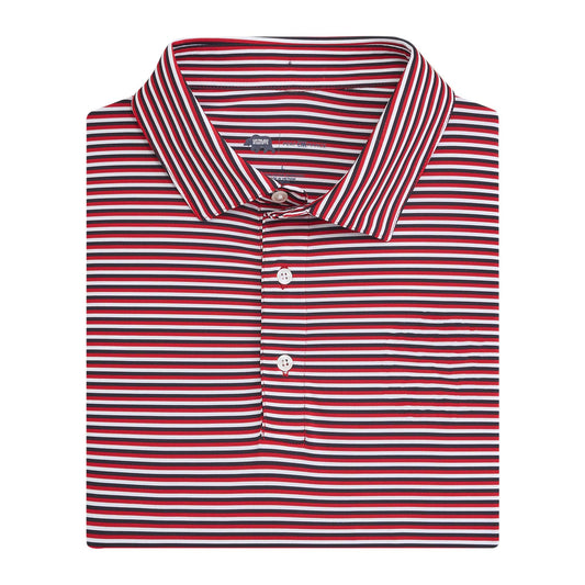 Onward Reserve Tri Stripe Performance Polo - Red