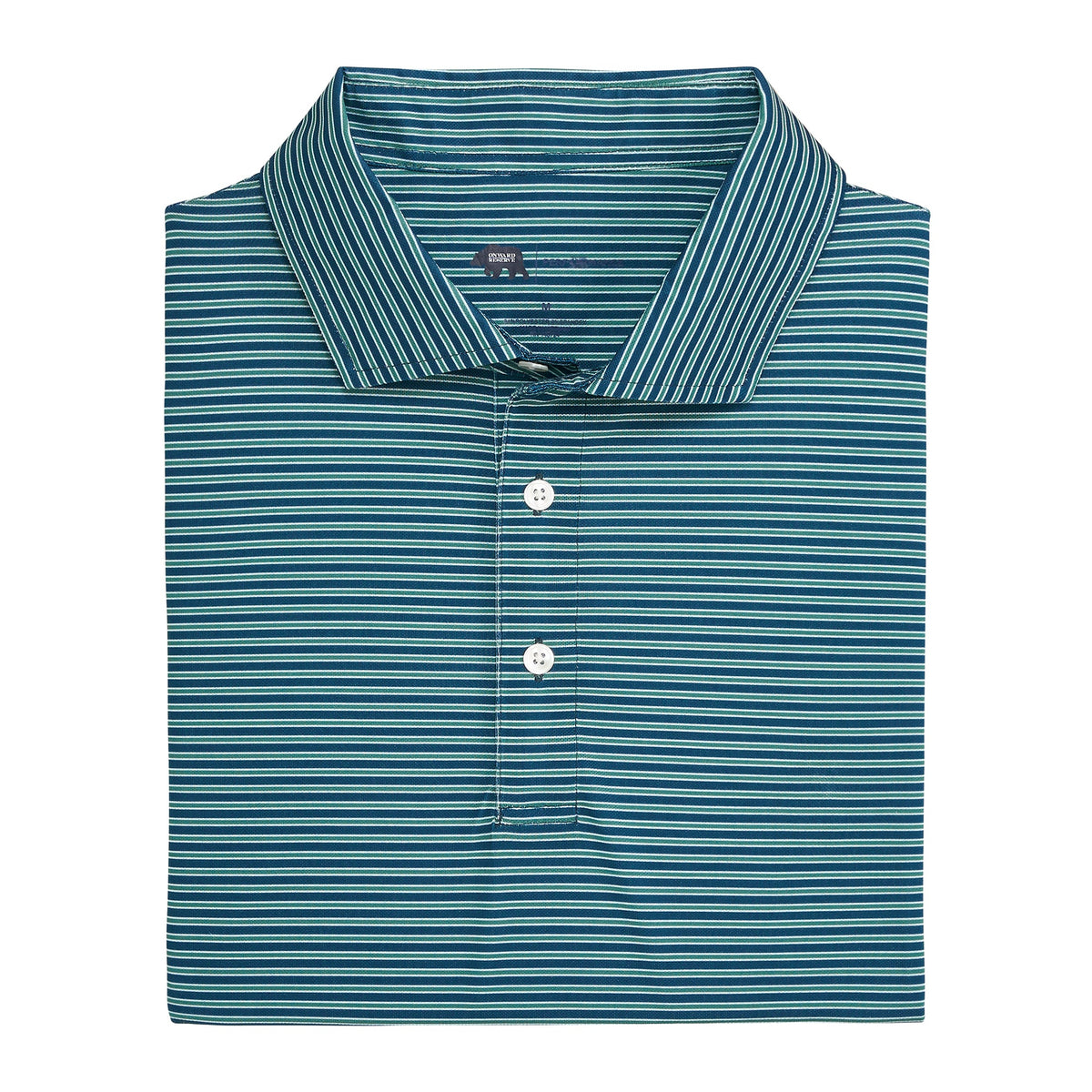 Onward Reserve Trophy Stripe Performance Pique Polo - Blue Wing Teal