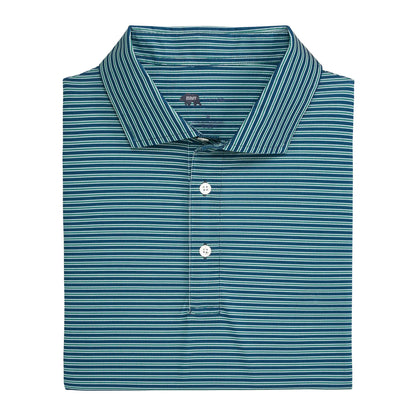 Onward Reserve Trophy Stripe Performance Pique Polo - Blue Wing Teal