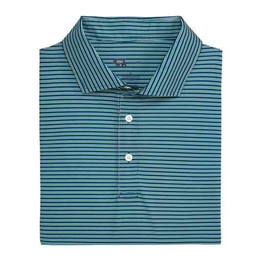 Onward Reserve Trophy Stripe Performance Pique Polo - Blue Wing Teal